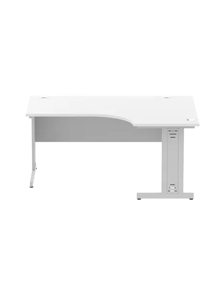 Dynamic Impulse 1600mm Left Crescent Office Desk White Top Silver Cable Managed Leg I000491