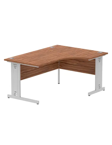 Dynamic Impulse 1600mm Left Crescent Office Desk Walnut Top Silver Cable Managed Leg I000510