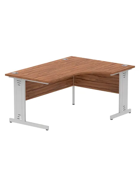 Dynamic Impulse 1600mm Left Crescent Office Desk Walnut Top Silver Cable Managed Leg I000510
