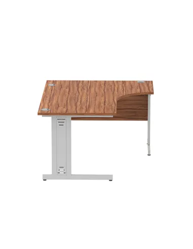 Dynamic Impulse 1600mm Left Crescent Office Desk Walnut Top Silver Cable Managed Leg I000510