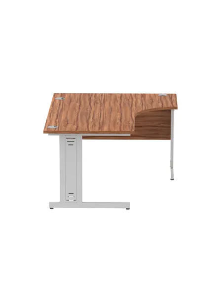 Dynamic Impulse 1600mm Left Crescent Office Desk Walnut Top Silver Cable Managed Leg I000510