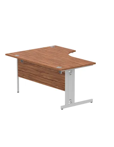Dynamic Impulse 1600mm Left Crescent Office Desk Walnut Top Silver Cable Managed Leg I000510