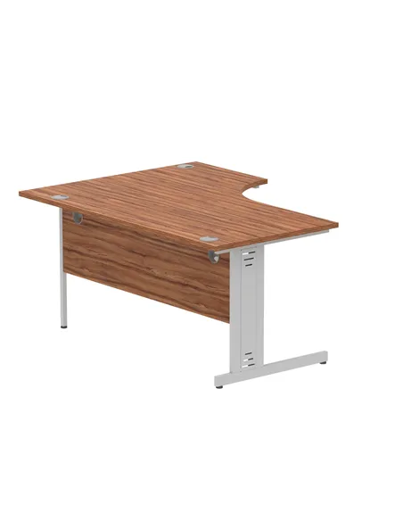 Dynamic Impulse 1600mm Left Crescent Office Desk Walnut Top Silver Cable Managed Leg I000510