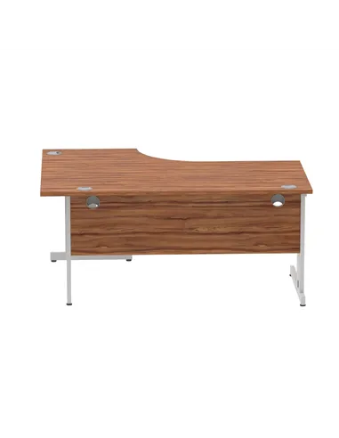 Dynamic Impulse 1600mm Left Crescent Office Desk Walnut Top Silver Cable Managed Leg I000510