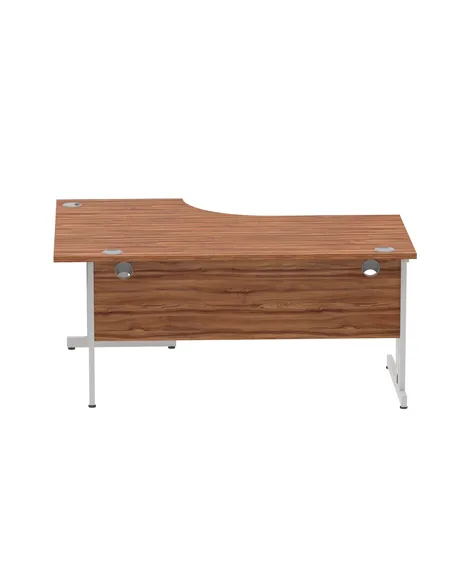 Dynamic Impulse 1600mm Left Crescent Office Desk Walnut Top Silver Cable Managed Leg I000510