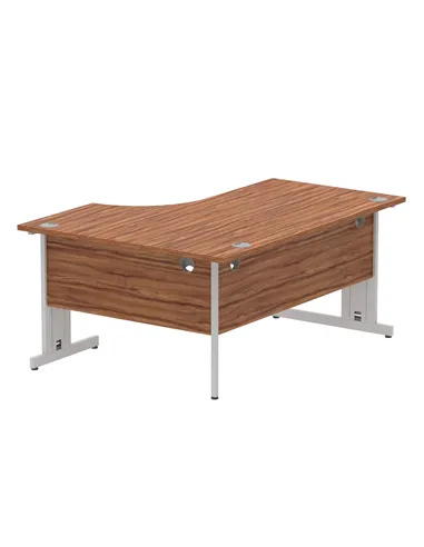 Dynamic Impulse 1600mm Left Crescent Office Desk Walnut Top Silver Cable Managed Leg I000510