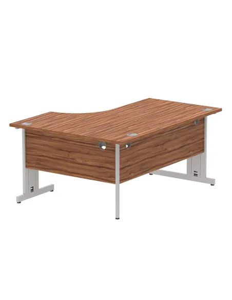 Dynamic Impulse 1600mm Left Crescent Office Desk Walnut Top Silver Cable Managed Leg I000510