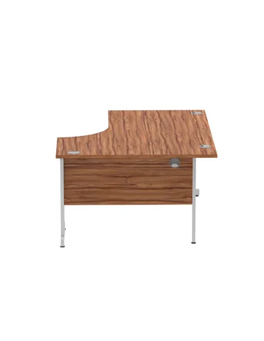 Dynamic Impulse 1600mm Left Crescent Office Desk Walnut Top Silver Cable Managed Leg I000510
