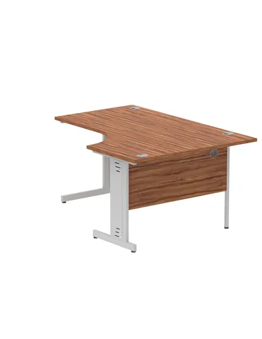 Dynamic Impulse 1600mm Left Crescent Office Desk Walnut Top Silver Cable Managed Leg I000510