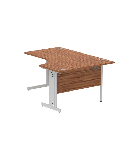 Dynamic Impulse 1600mm Left Crescent Office Desk Walnut Top Silver Cable Managed Leg I000510
