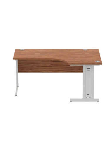 Dynamic Impulse 1600mm Left Crescent Office Desk Walnut Top Silver Cable Managed Leg I000510