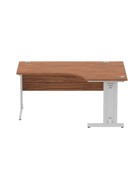 Dynamic Impulse 1600mm Left Crescent Office Desk Walnut Top Silver Cable Managed Leg I000510
