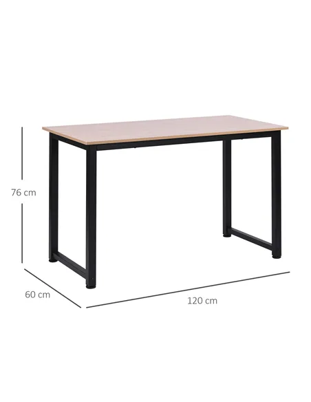 HOMCOM Computer Desk, Writing Table, 120 x 60 x 76cm Workstation for Home Office, Study with Metal Frame, Simple Assembly, Black