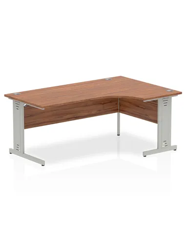 Dynamic Impulse 1800mm Right Crescent Office Desk Walnut Top Silver Cable Managed Leg I000513