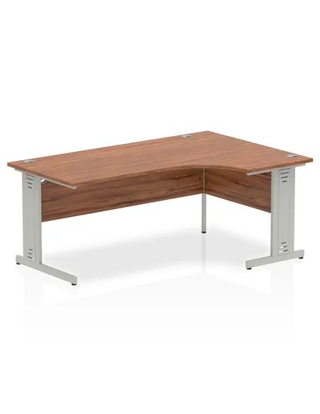 Dynamic Impulse 1800mm Right Crescent Office Desk Walnut Top Silver Cable Managed Leg I000513
