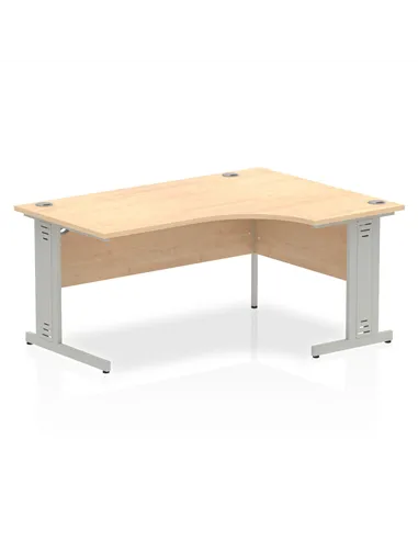Dynamic Impulse 1600mm Right Crescent Office Desk Maple Top Silver Cable Managed Leg I000530
