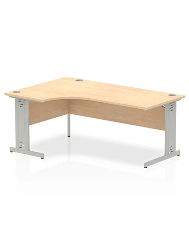 Dynamic Impulse 1800mm Left Crescent Office Desk Maple Top Silver Cable Managed Leg I000531