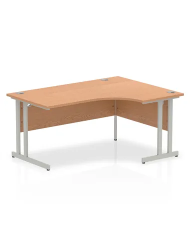 Dynamic Impulse 1600mm Right Crescent Office Desk Oak Top Silver Cantilever Leg I000823
