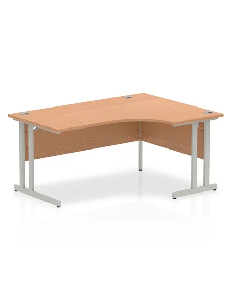 Dynamic Impulse 1600mm Right Crescent Office Desk Oak Top Silver Cantilever Leg I000823