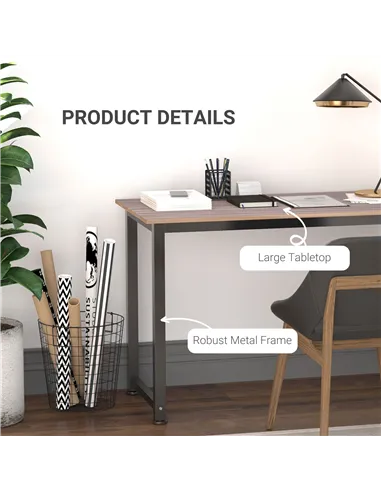 HOMCOM Computer Desk, Writing Table, 120 x 60 x 76cm Workstation for Home Office, Study with Metal Frame, Simple Assembly, Black
