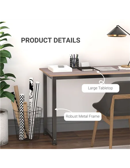 HOMCOM Computer Desk, Writing Table, 120 x 60 x 76cm Workstation for Home Office, Study with Metal Frame, Simple Assembly, Black