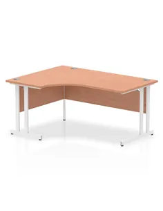 Dynamic Impulse 1600mm Left Crescent Office Desk Beech Top White Cantilever Leg I001875