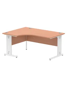 Dynamic Impulse 1600mm Left Crescent Office Desk Beech Top White Cable Managed Leg I001879