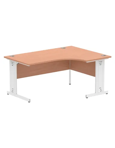 Dynamic Impulse 1600mm Right Crescent Office Desk Beech Top White Cable Managed Leg I001880