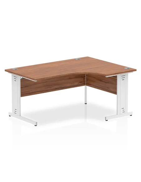 Dynamic Impulse 1600mm Right Crescent Office Desk Walnut Top White Cable Managed Leg I002147