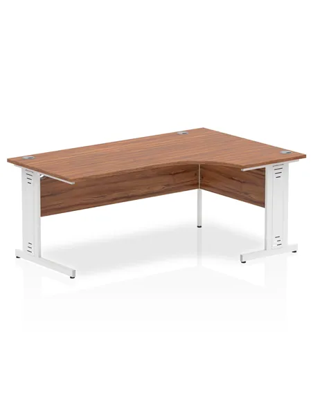 Dynamic Impulse 1800mm Left Crescent Office Desk Walnut Top White Cable Managed Leg I002148