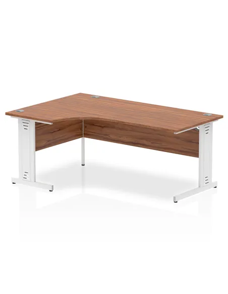 Dynamic Impulse 1800mm Right Crescent Office Desk Walnut Top White Cable Managed Leg I002149