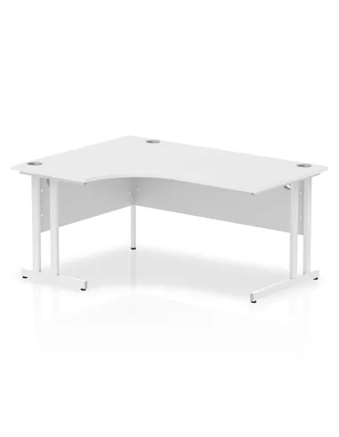 Dynamic Impulse 1600mm Left Crescent Office Desk White Top White Cantilever Leg I002392