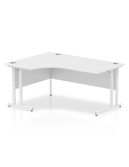 Dynamic Impulse 1600mm Left Crescent Office Desk White Top White Cantilever Leg I002392