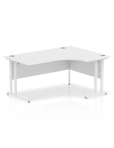 Dynamic Impulse 1600mm Right Crescent Office Desk White Top White Cantilever Leg I002393