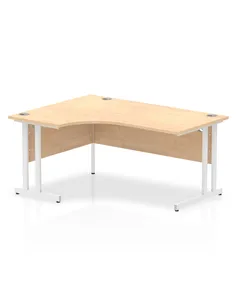Dynamic Impulse 1600mm Left Crescent Office Desk Maple Top White Cantilever Leg I002618