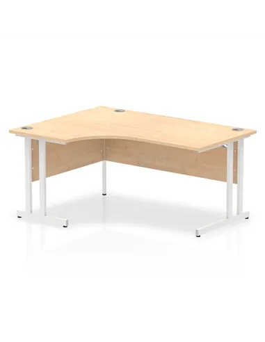 Dynamic Impulse 1600mm Left Crescent Office Desk Maple Top White Cantilever Leg I002618