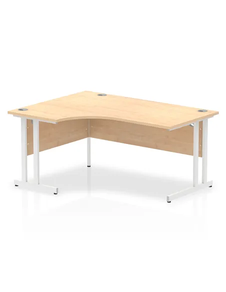 Dynamic Impulse 1600mm Left Crescent Office Desk Maple Top White Cantilever Leg I002618