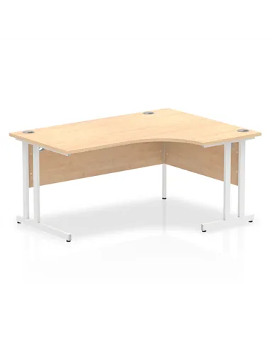 Dynamic Impulse 1600mm Right Crescent Office Desk Maple Top White Cantilever Leg I002619
