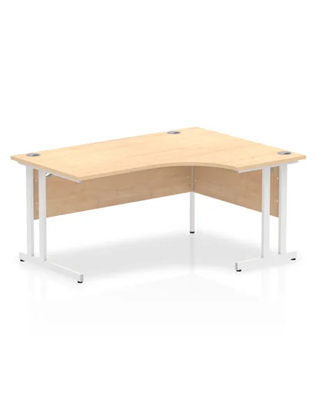 Dynamic Impulse 1600mm Right Crescent Office Desk Maple Top White Cantilever Leg I002619