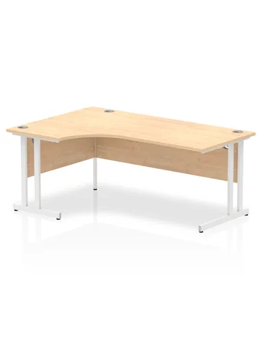 Dynamic Impulse 1800mm Left Crescent Office Desk Maple Top White Cantilever Leg I002620