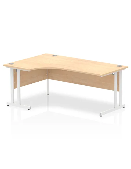 Dynamic Impulse 1800mm Left Crescent Office Desk Maple Top White Cantilever Leg I002620