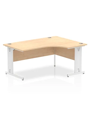 Dynamic Impulse 1600mm Right Crescent Office Desk Maple Top White Cable Managed Leg I002623