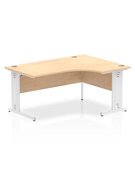Dynamic Impulse 1600mm Right Crescent Office Desk Maple Top White Cable Managed Leg I002623