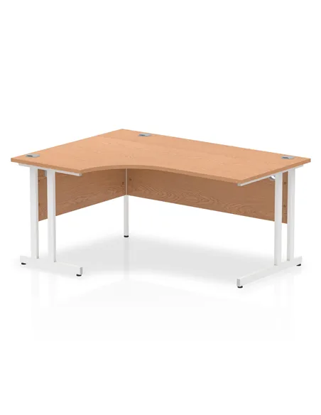 Dynamic Impulse 1600mm Left Crescent Office Desk Oak Top White Cantilever Leg I002844