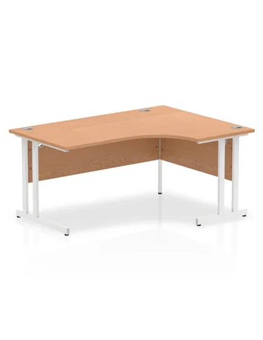 Dynamic Impulse 1600mm Right Crescent Office Desk Oak Top White Cantilever Leg I002845