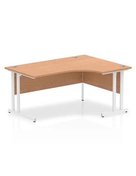 Dynamic Impulse 1600mm Right Crescent Office Desk Oak Top White Cantilever Leg I002845