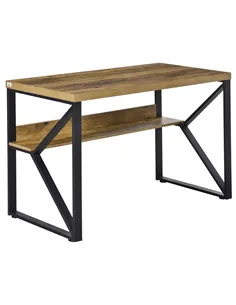 HOMCOM Computer Desk Writing Desk Home Office PC Laptop Workstation with Storage Shelf 120 x 60 x 76cm Black Brown Wood Effect