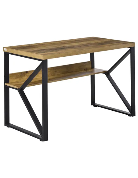 HOMCOM Computer Desk Writing Desk Home Office PC Laptop Workstation with Storage Shelf 120 x 60 x 76cm Black Brown Wood Effect