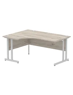Dynamic Impulse 1600mm Left Crescent Office Desk Grey Oak Top Silver Cable Managed Leg I003145