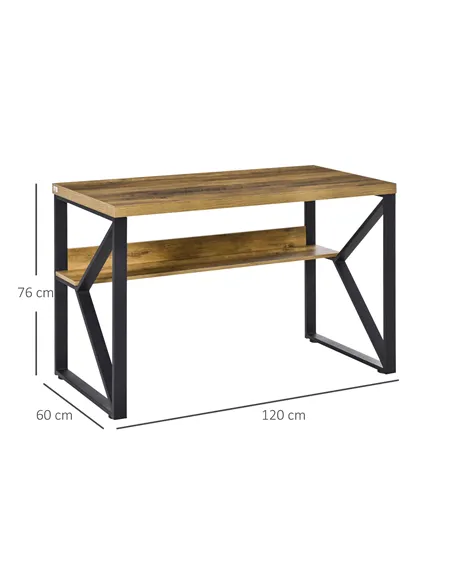 HOMCOM Computer Desk Writing Desk Home Office PC Laptop Workstation with Storage Shelf 120 x 60 x 76cm Black Brown Wood Effect